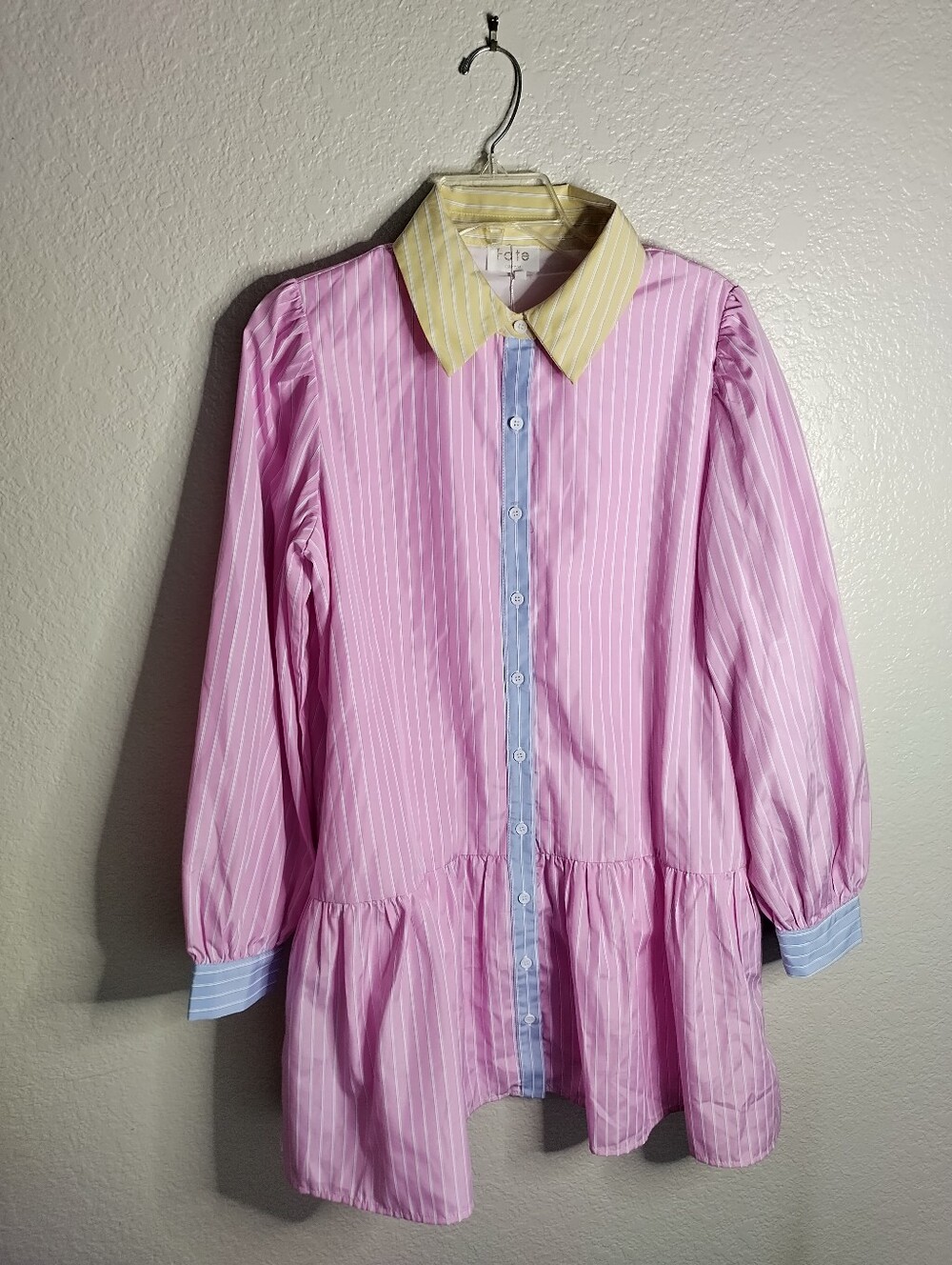 NWT Fate Stripped Color Block Shirt Dress Sz M - Picture 2 of 10